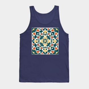 Tile Pattern - Turquoise, Yellow, and Orange Floral Tank Top